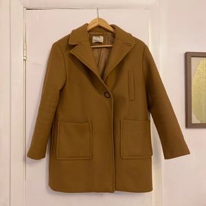 Zara camel pea coat with single button